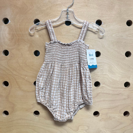 Cotton Gungham Smocked Romper