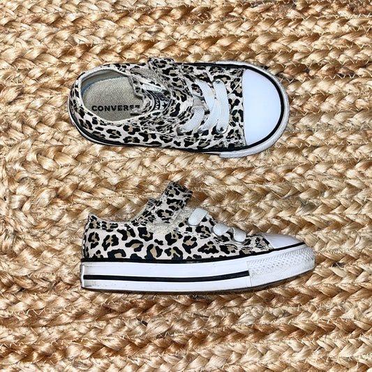 Beige Leopard Velcro All Star Sneakers