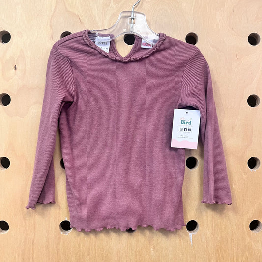 Purple Lettuce Hem Ribbed Top
