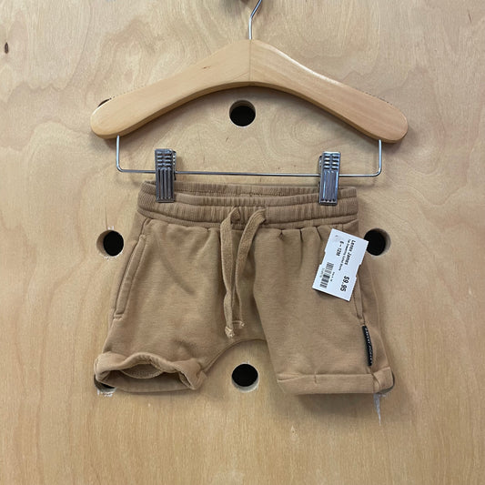 Tan Drawstring Cuffed Shorts