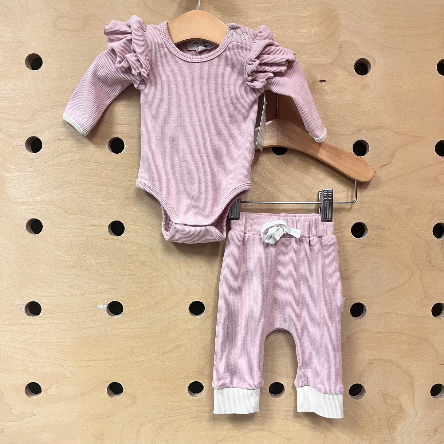 Pink/White Ribbed Cotton Outfit