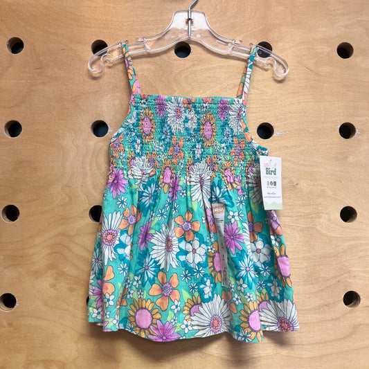 Aqua Floral Smocked Tank NEW!!