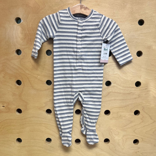 Ivory & Blue Striped Footies