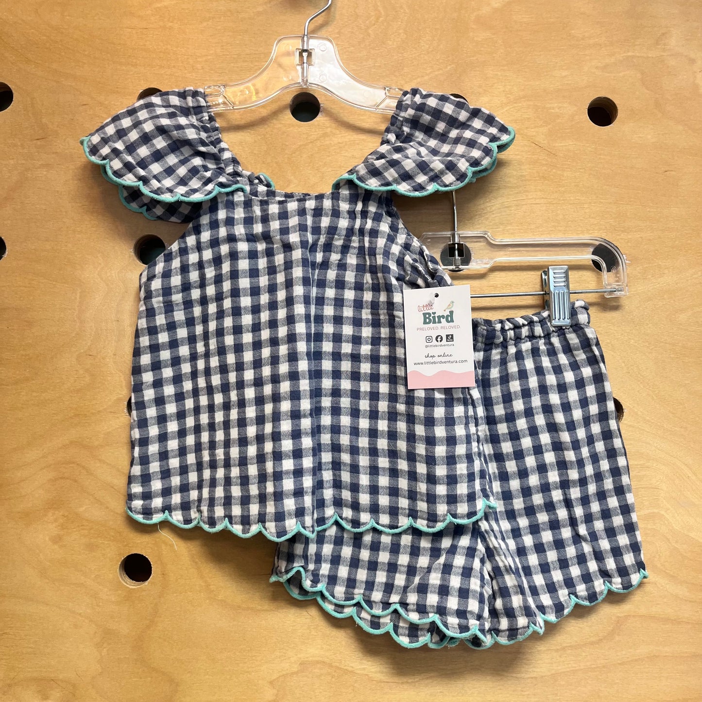 Blue/White Gingham Scallop Outfit