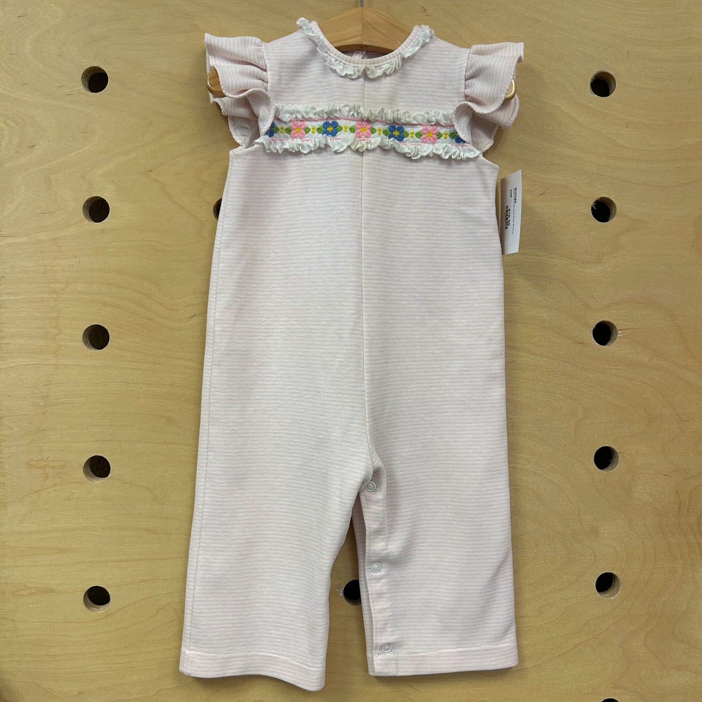Carters Pink Striped Floral Romper