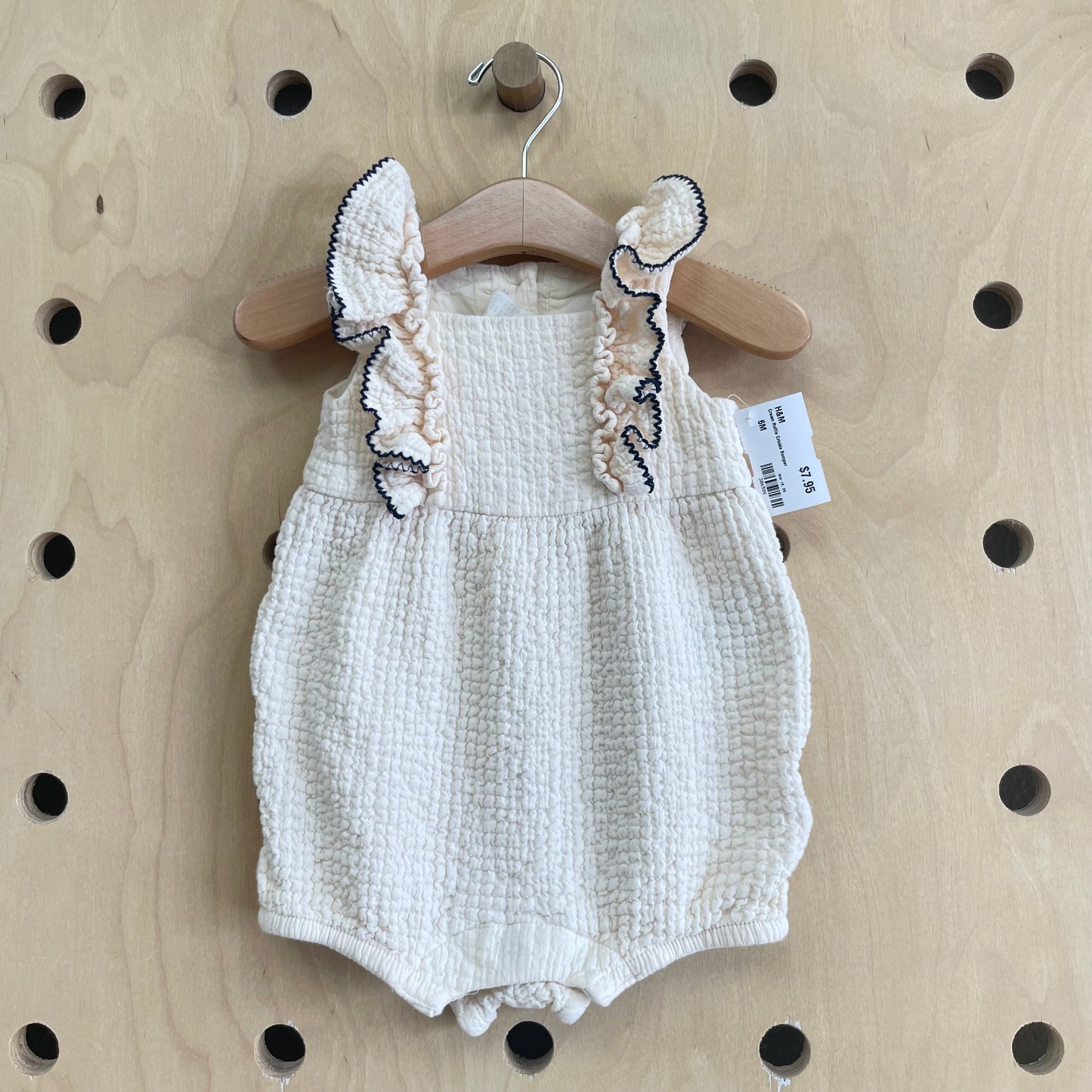 Cream Ruffle Crinkle Romper
