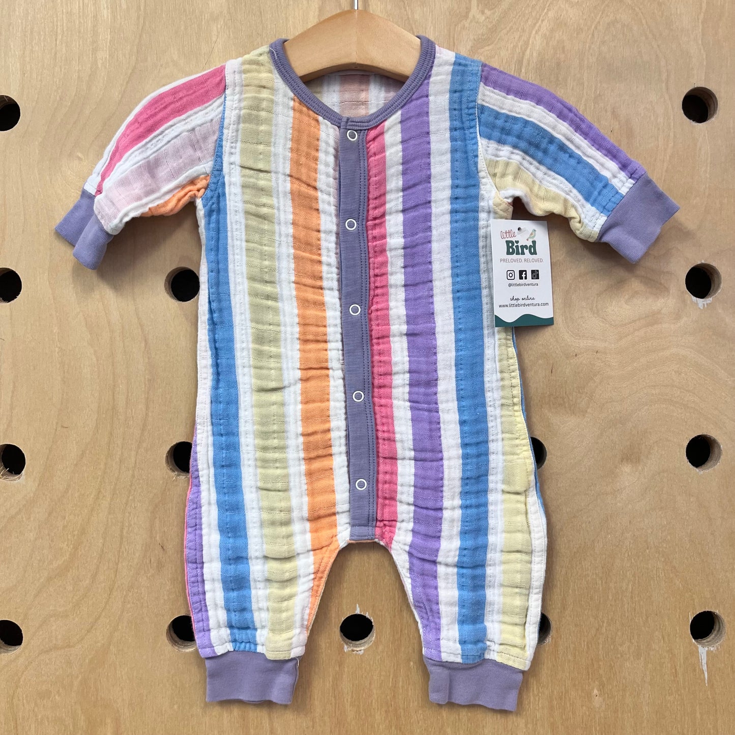 Striped Gauze Snap Romper