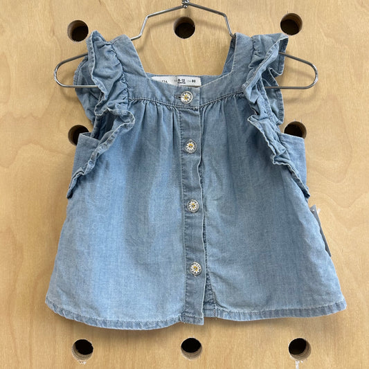 Denim Daisy Button Dress