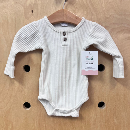 Cream Ribbed Wood Button Bodysuit