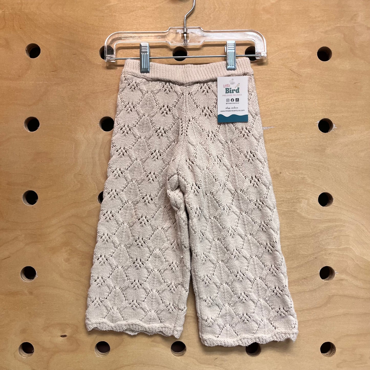 Cream Lined Knit Pull On Pants
