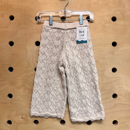 Cream Lined Knit Pull On Pants