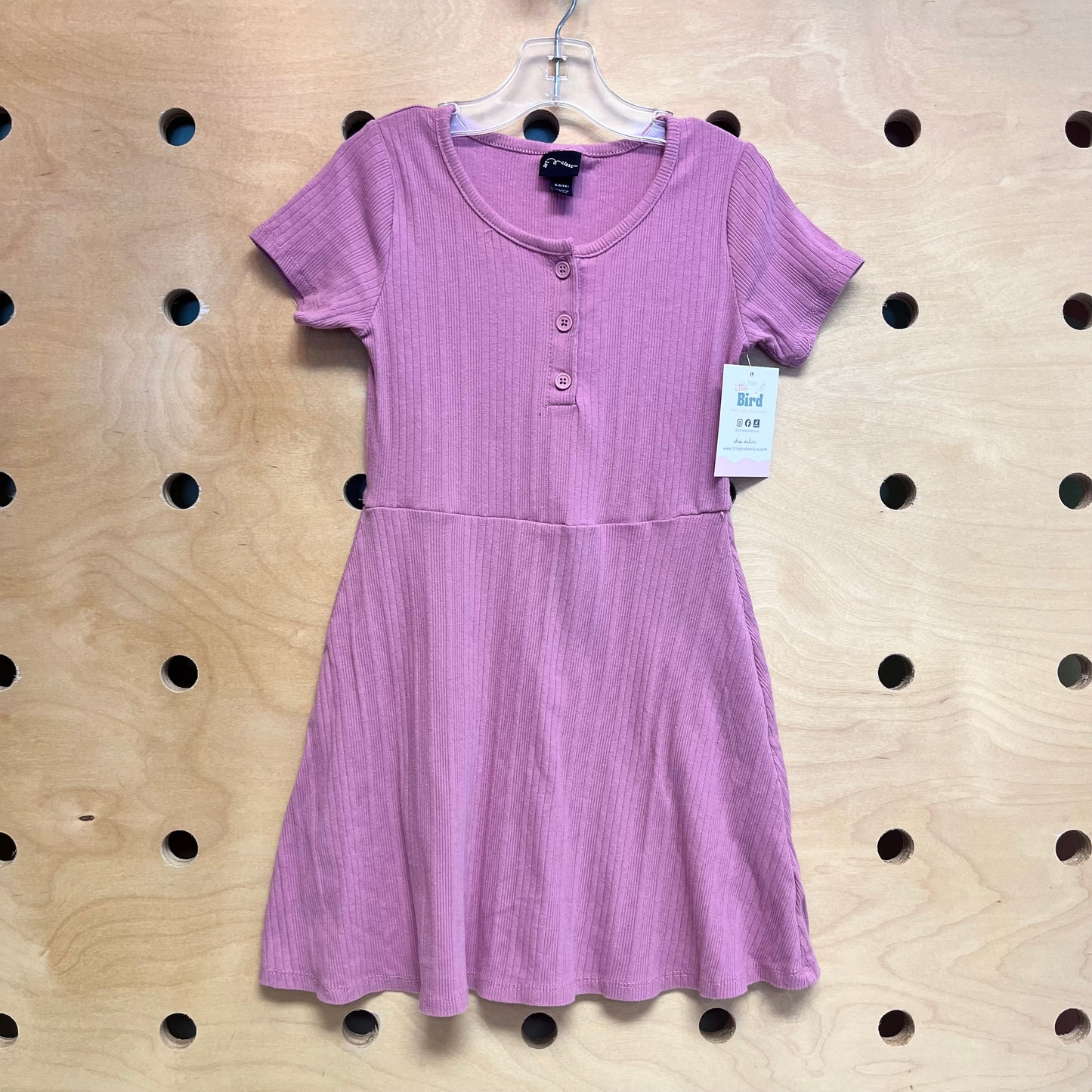Pink Ribbed Henley Dress