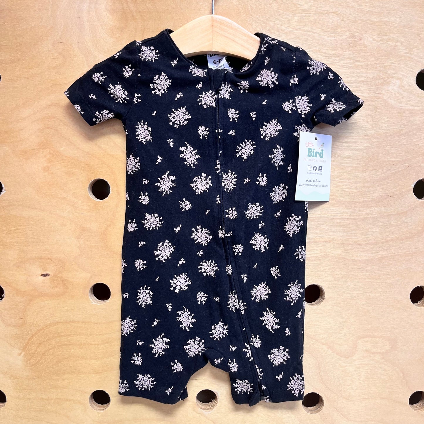BlackFloral Cotton Zippy Pajamas