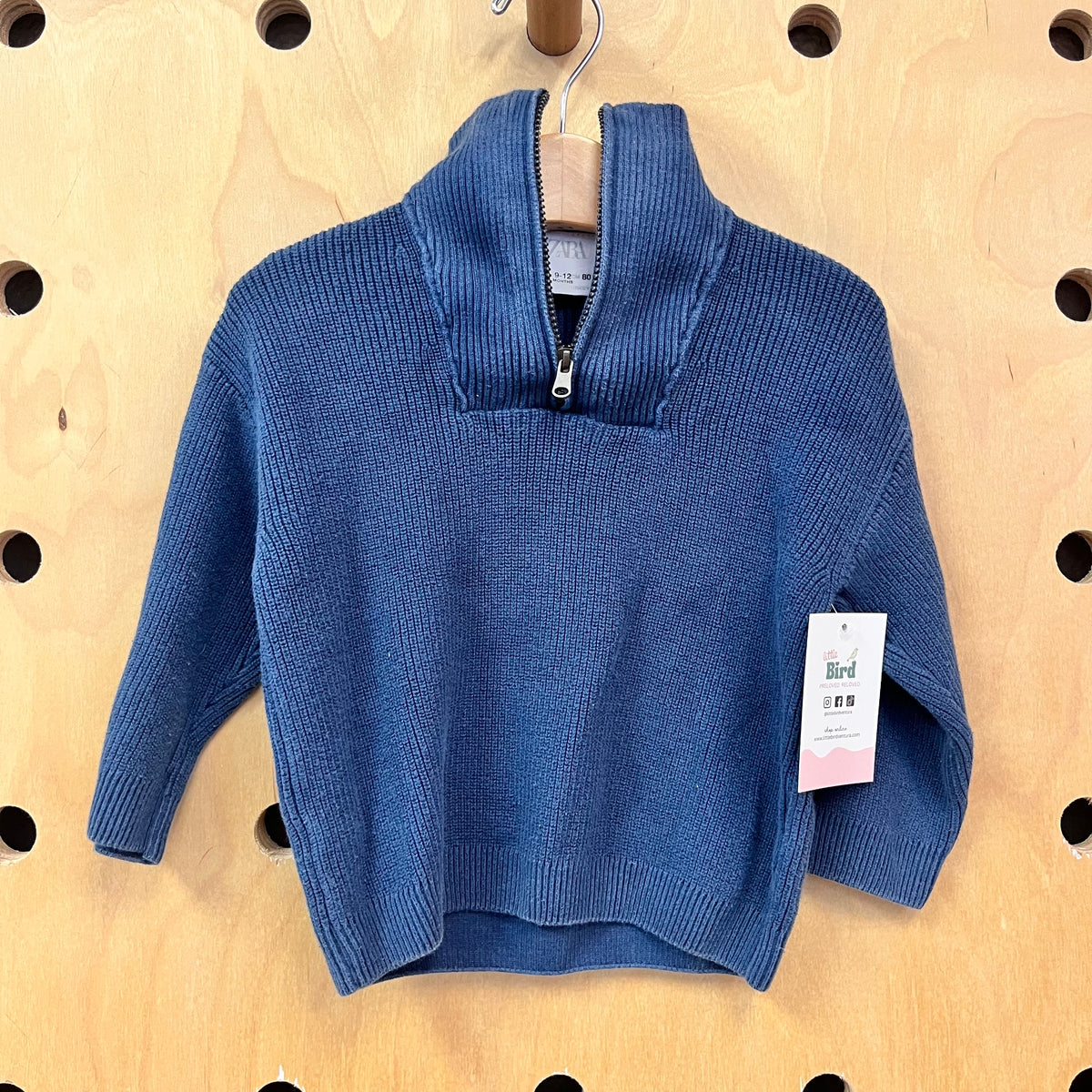 Blue Ribbed 1/4Zip Sweater