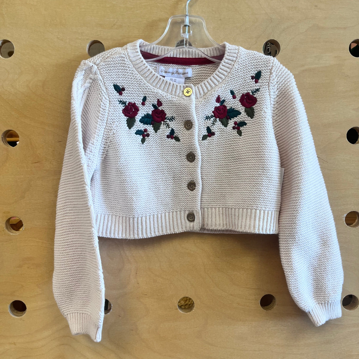 Cream Knit Embroider Floral Sweater