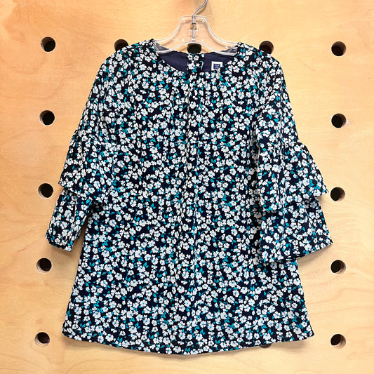 Black & Teal Floral Chiffon Dress