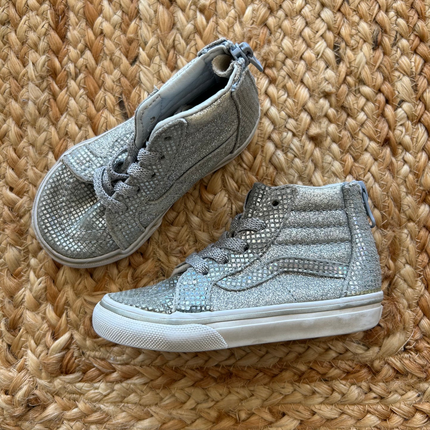 Silver Glitter ZIp High-Top Sneakers
