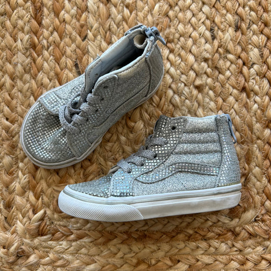 Silver Glitter ZIp High-Top Sneakers