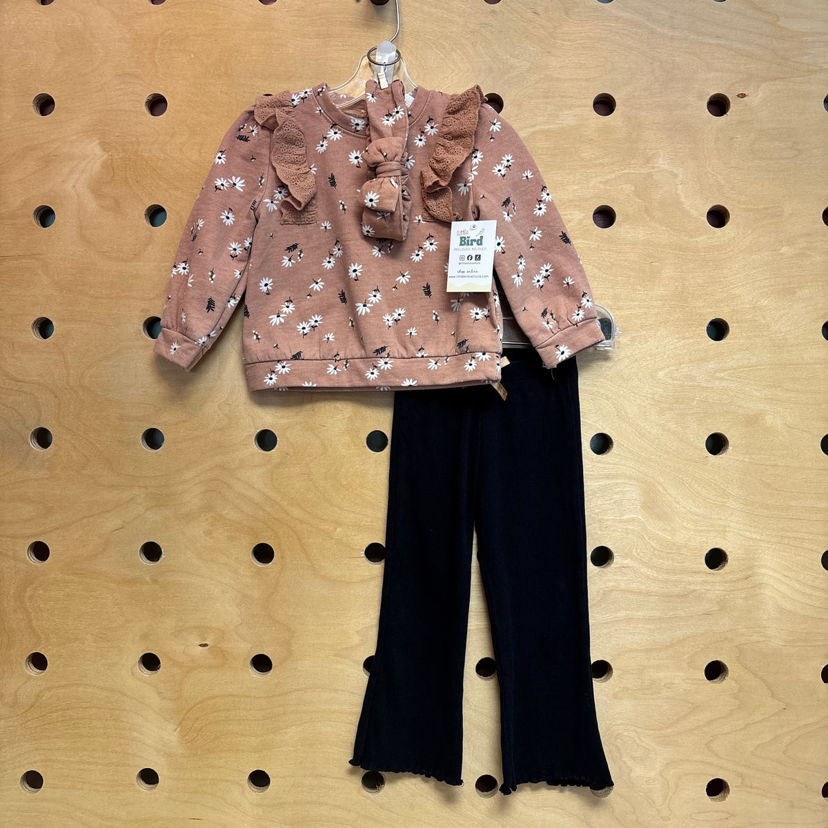 Beige Floral Outfit w/ Headband