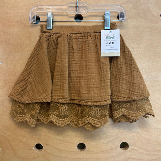 Caramel Brown Gauze & Tulle Skirt