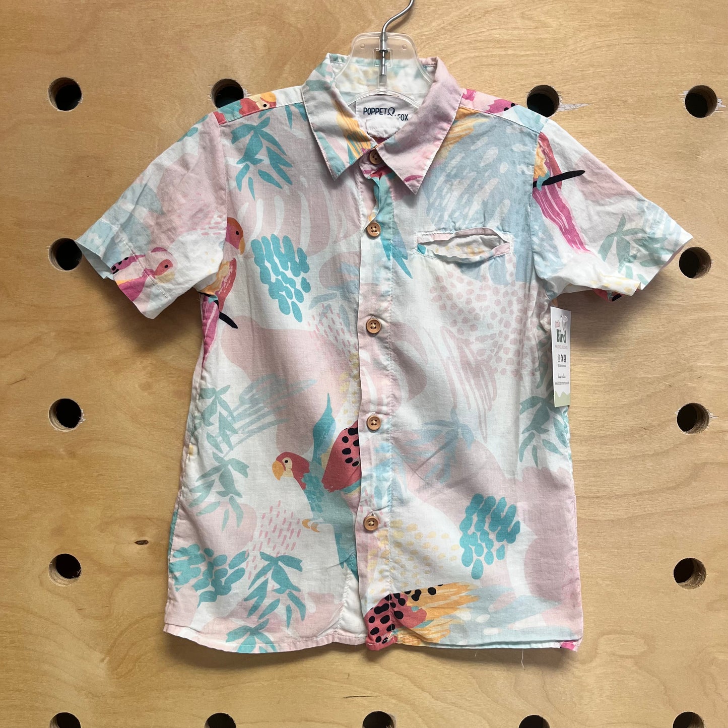 Pink/Blue Parrots Button Up