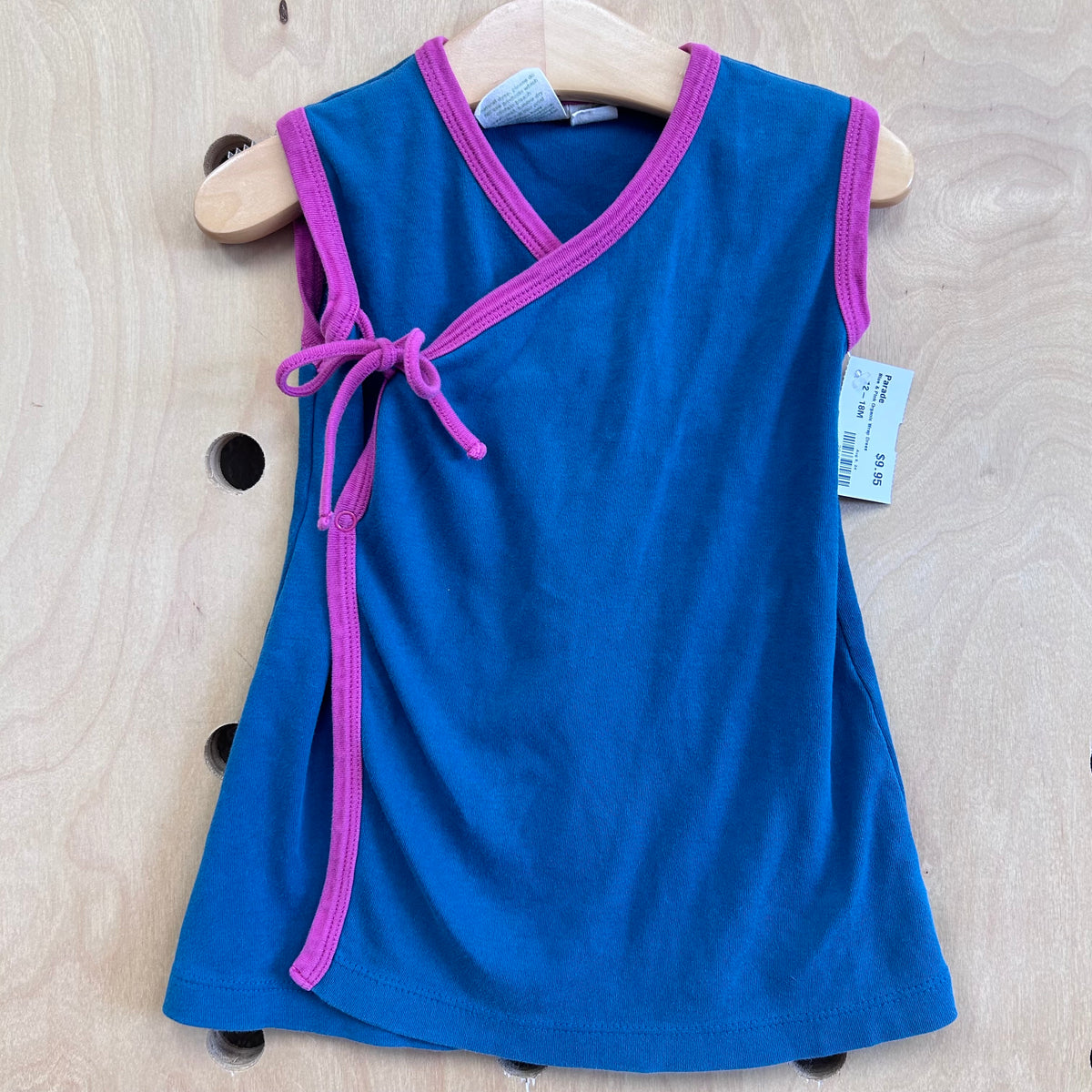 Blue & Pink Organic Wrap Dress