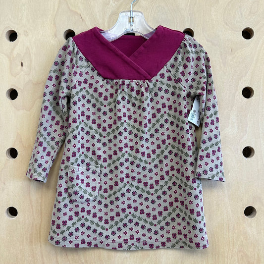 Tan + Maroon Floral Dress