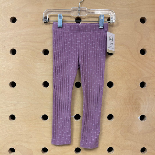 Organic Ribbed Purple Polka Leggings