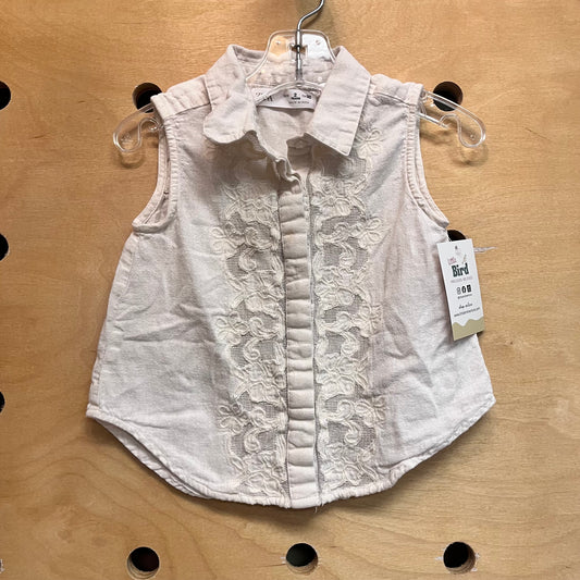 Cream Linen Blend Button Up Tank
