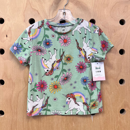 Mint Flower/Unicorn Tee