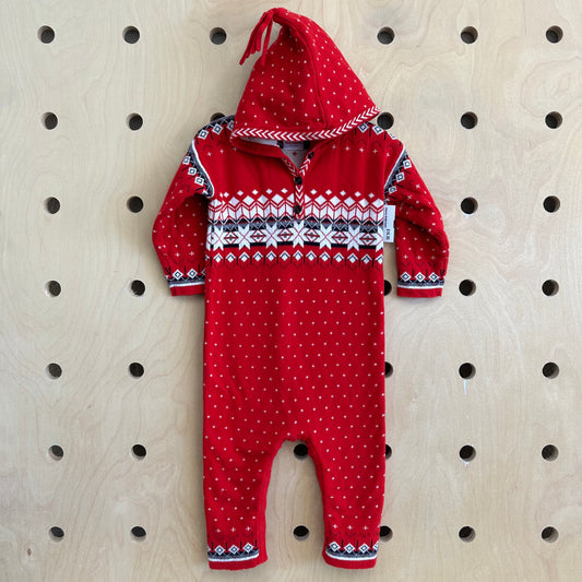 Red Snowflake Holiday Knit Romper