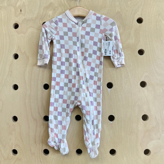 White Checkered Bamboo Footies
