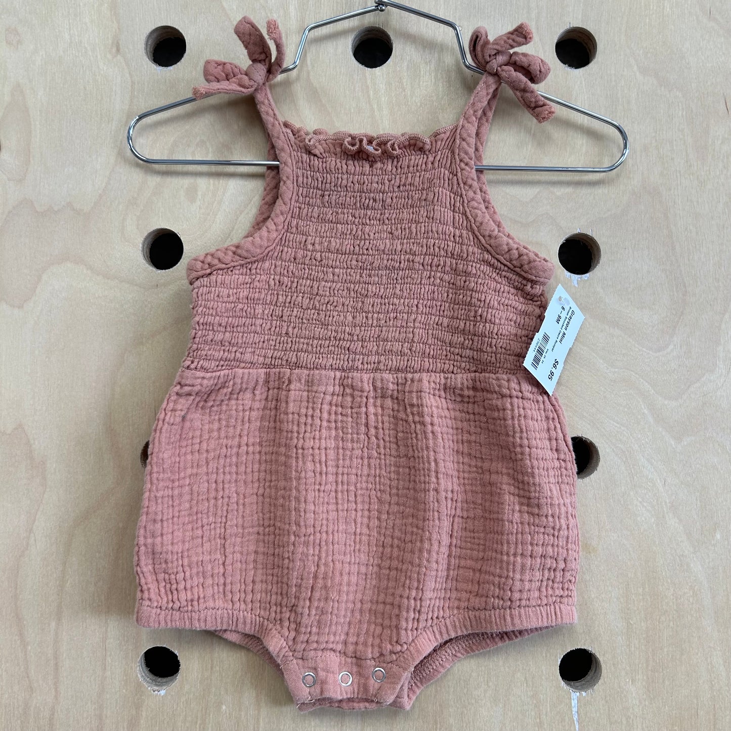 Brown Smocked Gauze Romper