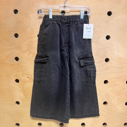 Black Wide Leg Cargo Denim