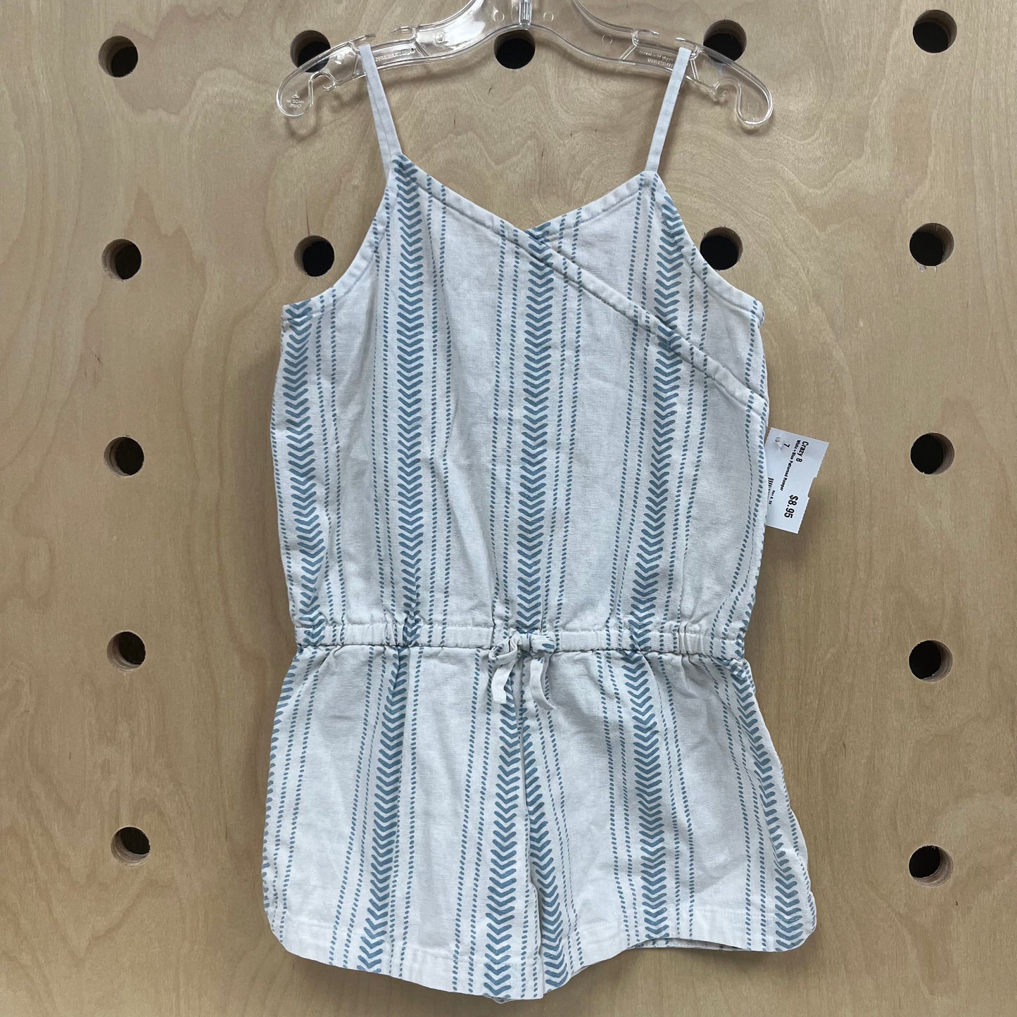 White+Blue Patterned Romper