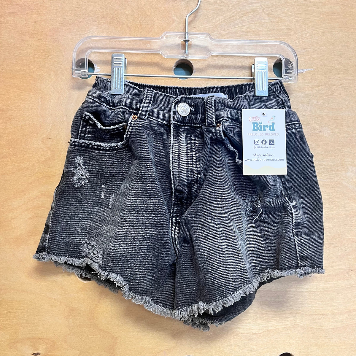 Black Raw Hem Denim Shorts