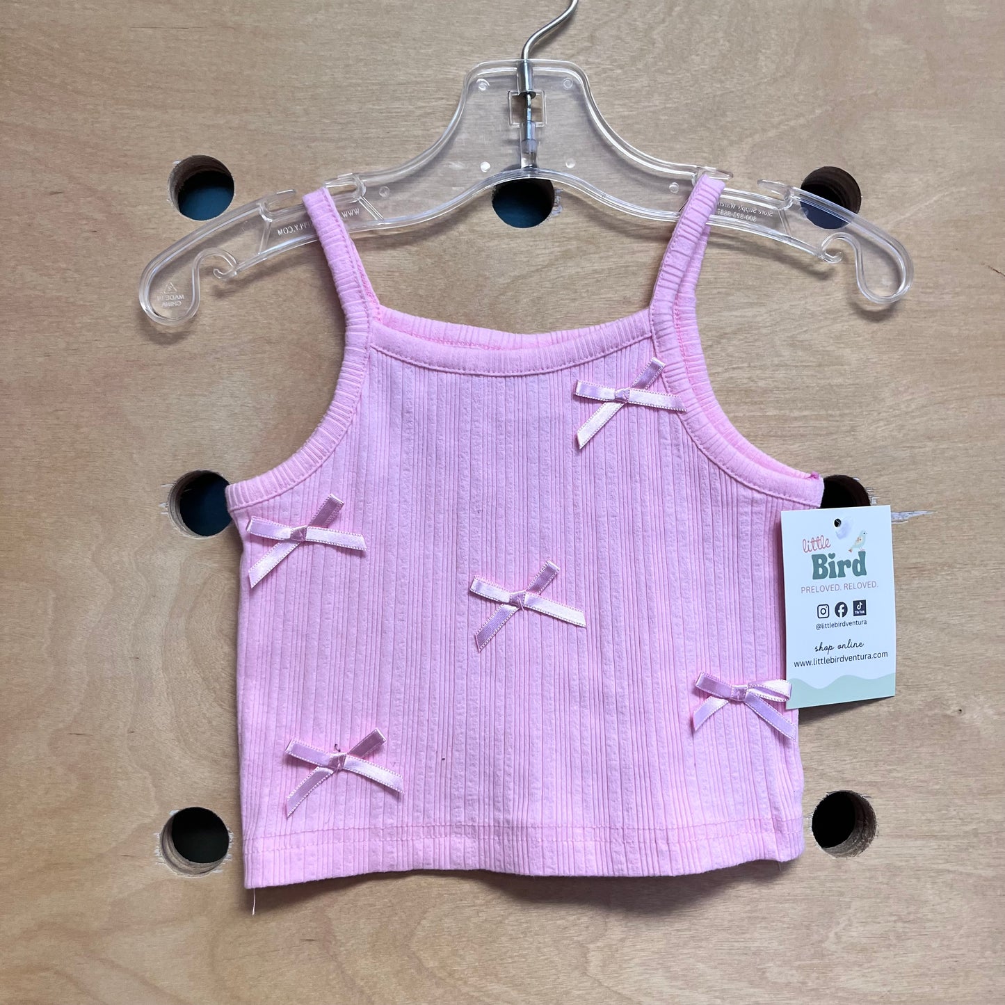 Ribbed Pink Bow Tank