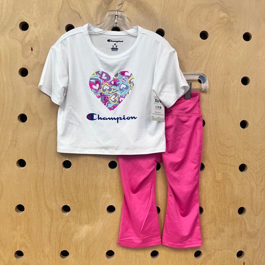 White/Pink Heart Athletic Outfit