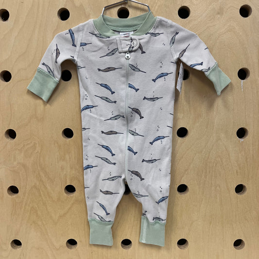 Cream+Sage Narwhal Pajamas