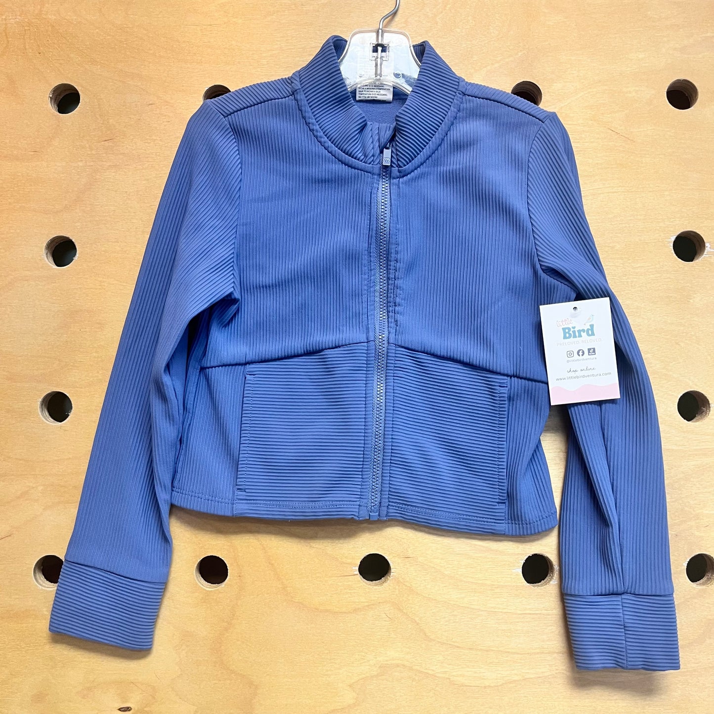 Blue Ribbed Athletic Zip Jacket