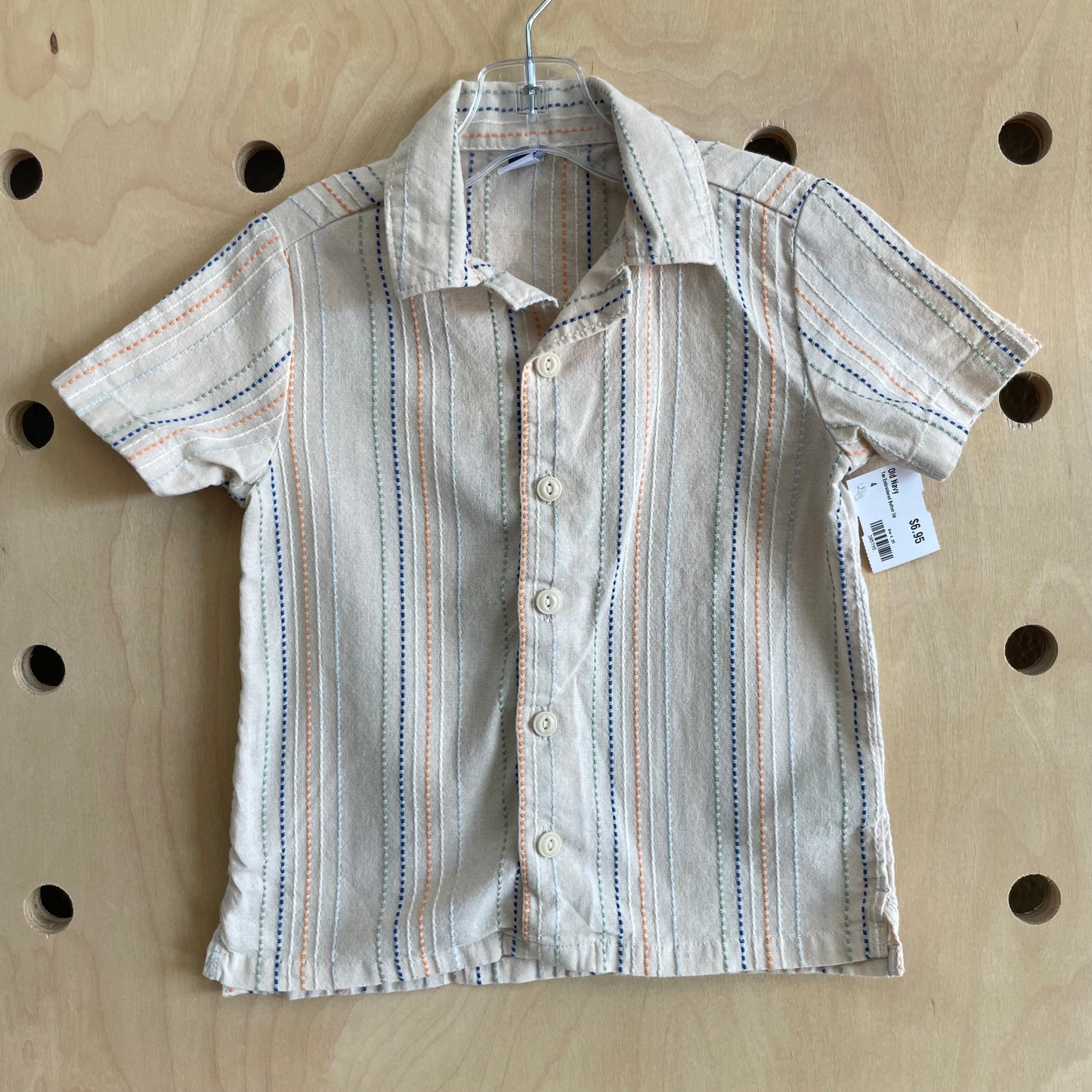 Tan Embroidered Button Up