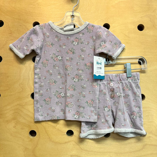 Purple Floral Ribbed Pajamas