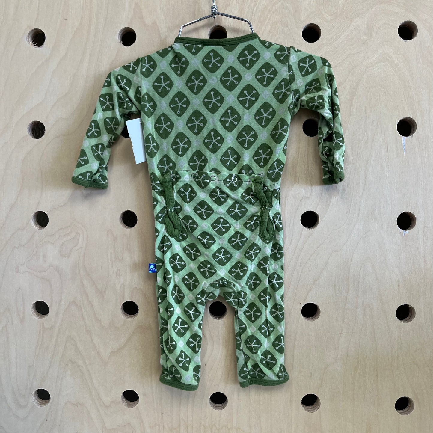 Green Retro Print Bamboo Footies