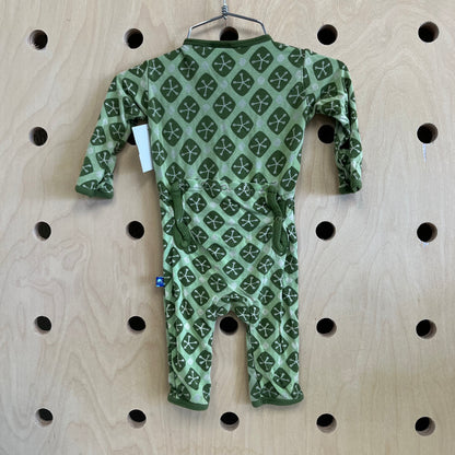 Green Retro Print Bamboo Footies
