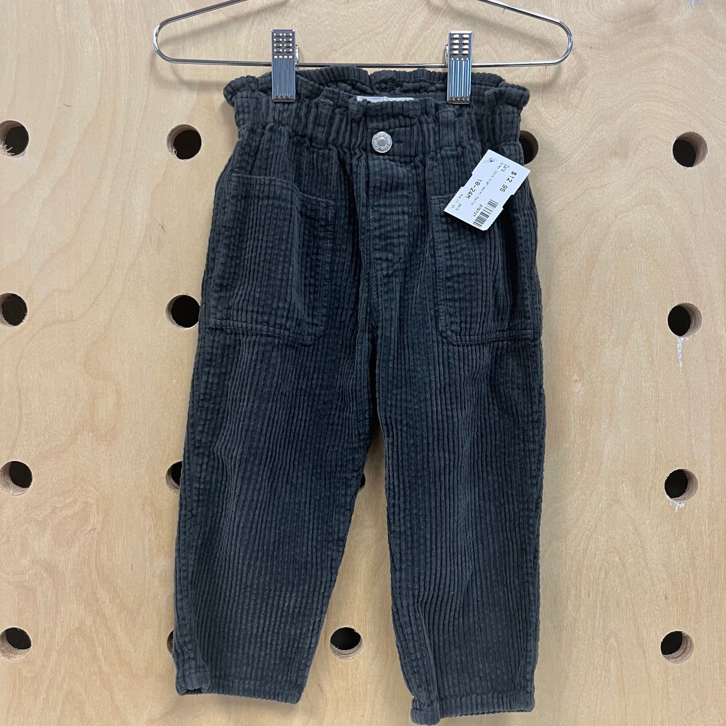Grey Cord High Waist Pants