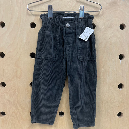 Grey Cord High Waist Pants