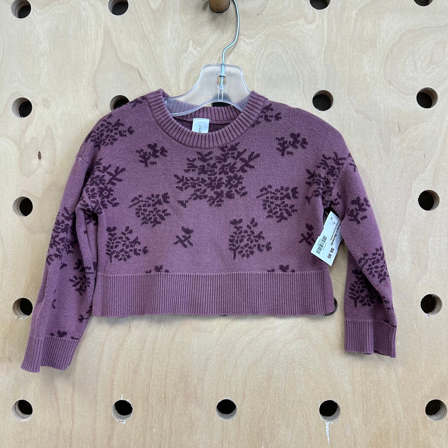 Purple Floral Knit Sweater