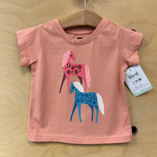 Peach Horses Cotton Tee