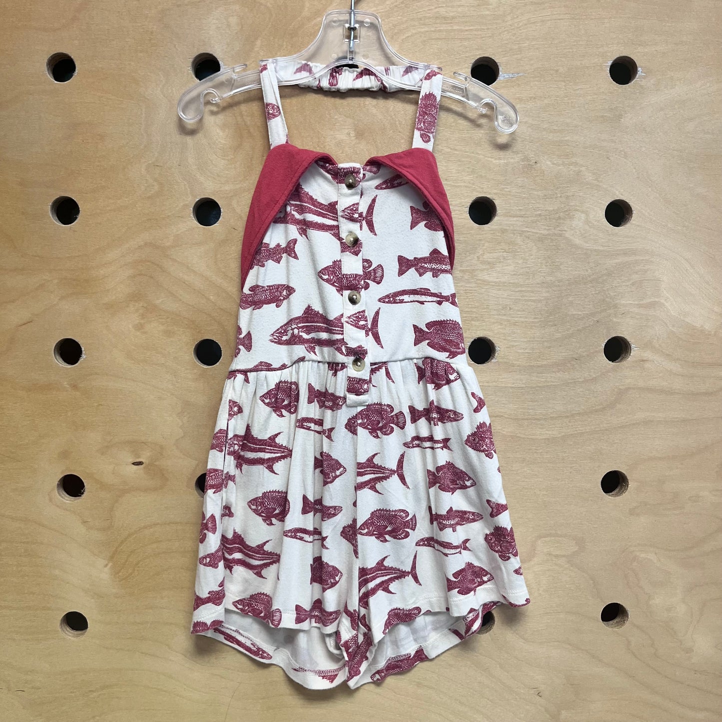 White/Red Bamboo Fishes Romper