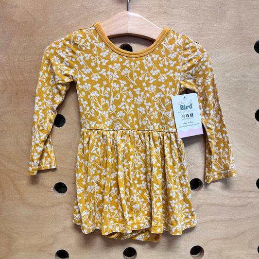 Yellow Floral Bamboo Bodysuit Dress